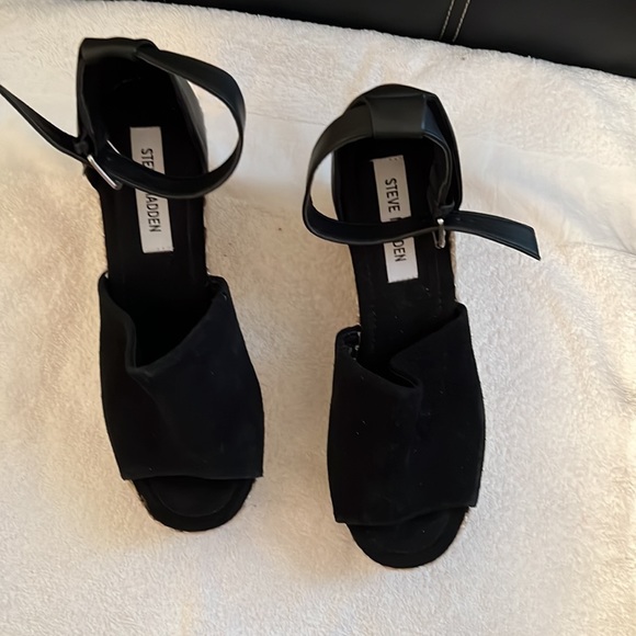 Black Suede like feel sandals - Picture 2 of 5